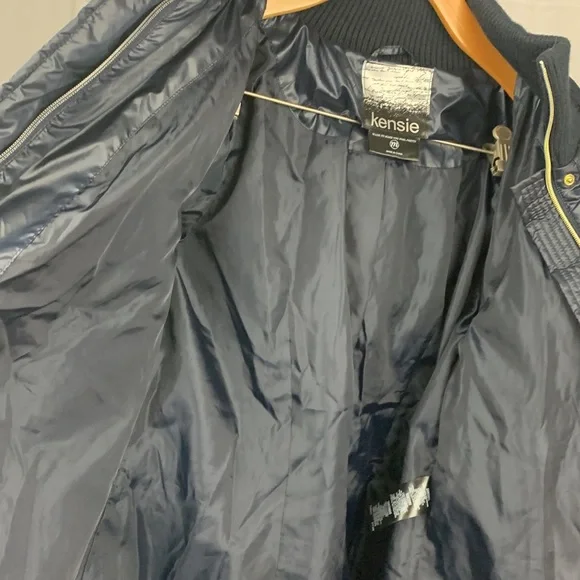 Kensie Quilted Faux Fur Hoodie Puffer Jacket Size Medium NWT Navy - Picture 9 of 12